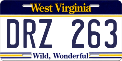 WV license plate DRZ263