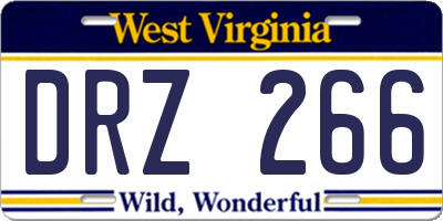 WV license plate DRZ266