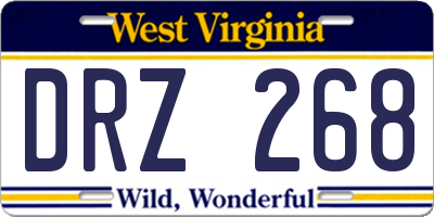 WV license plate DRZ268