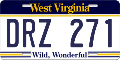WV license plate DRZ271