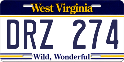 WV license plate DRZ274