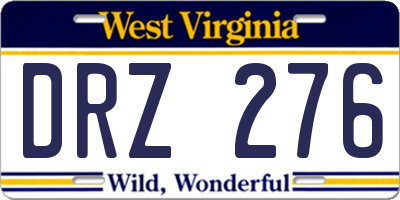 WV license plate DRZ276