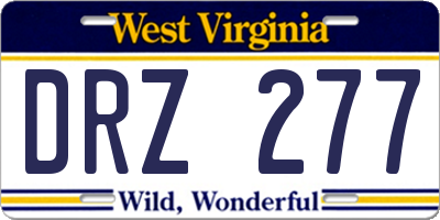 WV license plate DRZ277