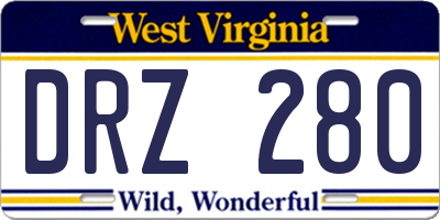 WV license plate DRZ280