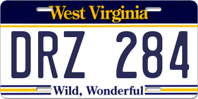 WV license plate DRZ284