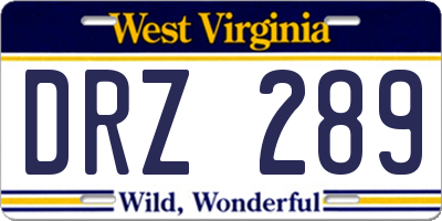 WV license plate DRZ289