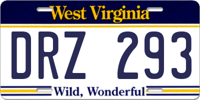 WV license plate DRZ293
