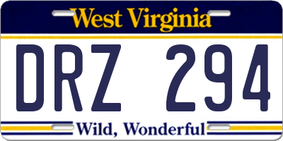 WV license plate DRZ294