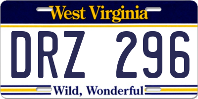 WV license plate DRZ296