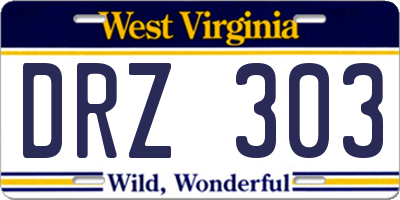 WV license plate DRZ303