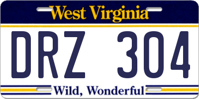 WV license plate DRZ304
