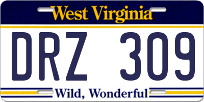 WV license plate DRZ309