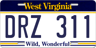 WV license plate DRZ311