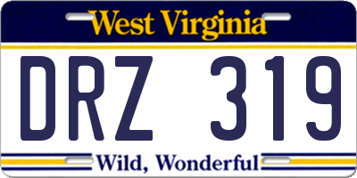 WV license plate DRZ319