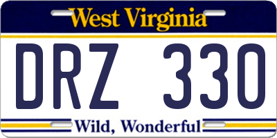 WV license plate DRZ330