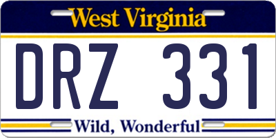 WV license plate DRZ331