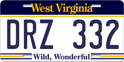 WV license plate DRZ332