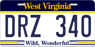WV license plate DRZ340