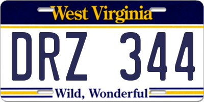 WV license plate DRZ344