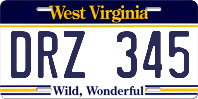 WV license plate DRZ345