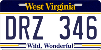 WV license plate DRZ346