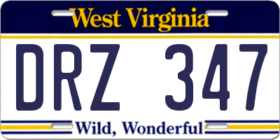 WV license plate DRZ347