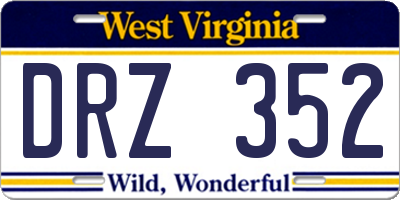 WV license plate DRZ352