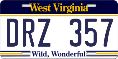 WV license plate DRZ357