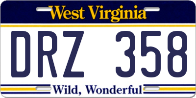 WV license plate DRZ358