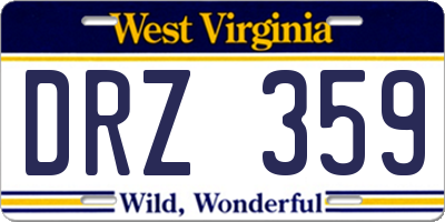 WV license plate DRZ359