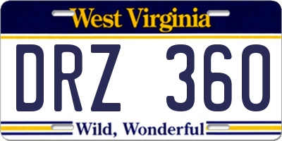 WV license plate DRZ360
