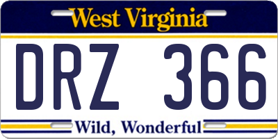 WV license plate DRZ366