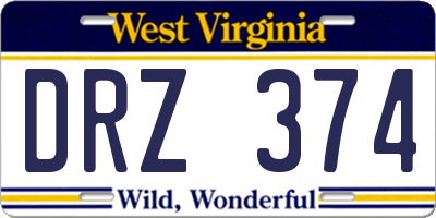 WV license plate DRZ374
