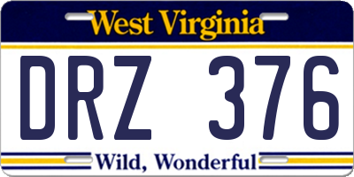 WV license plate DRZ376