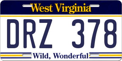 WV license plate DRZ378