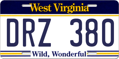 WV license plate DRZ380