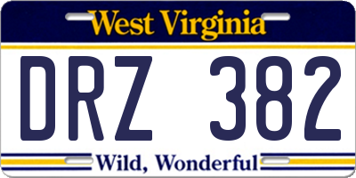 WV license plate DRZ382