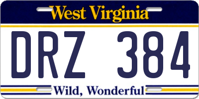 WV license plate DRZ384
