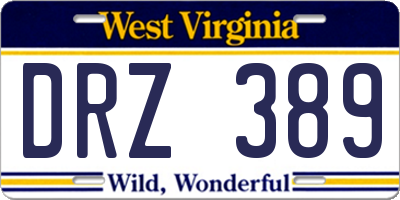 WV license plate DRZ389