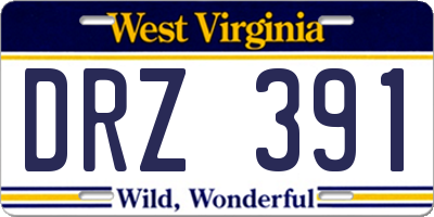 WV license plate DRZ391