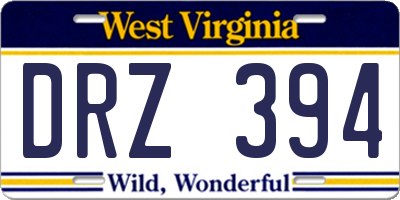 WV license plate DRZ394