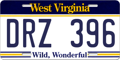 WV license plate DRZ396