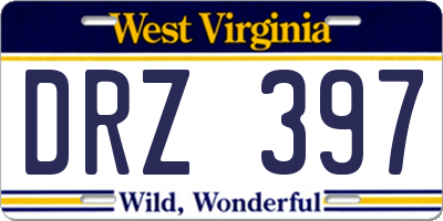 WV license plate DRZ397