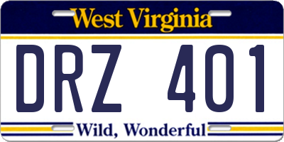 WV license plate DRZ401