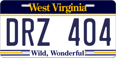 WV license plate DRZ404