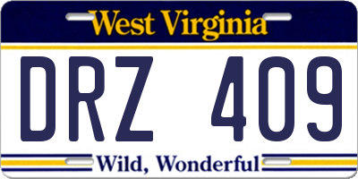 WV license plate DRZ409