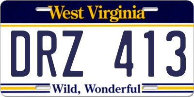 WV license plate DRZ413