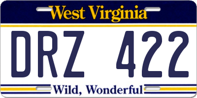 WV license plate DRZ422