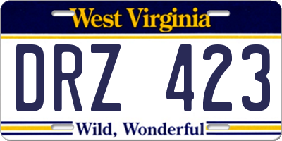 WV license plate DRZ423
