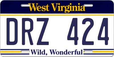 WV license plate DRZ424